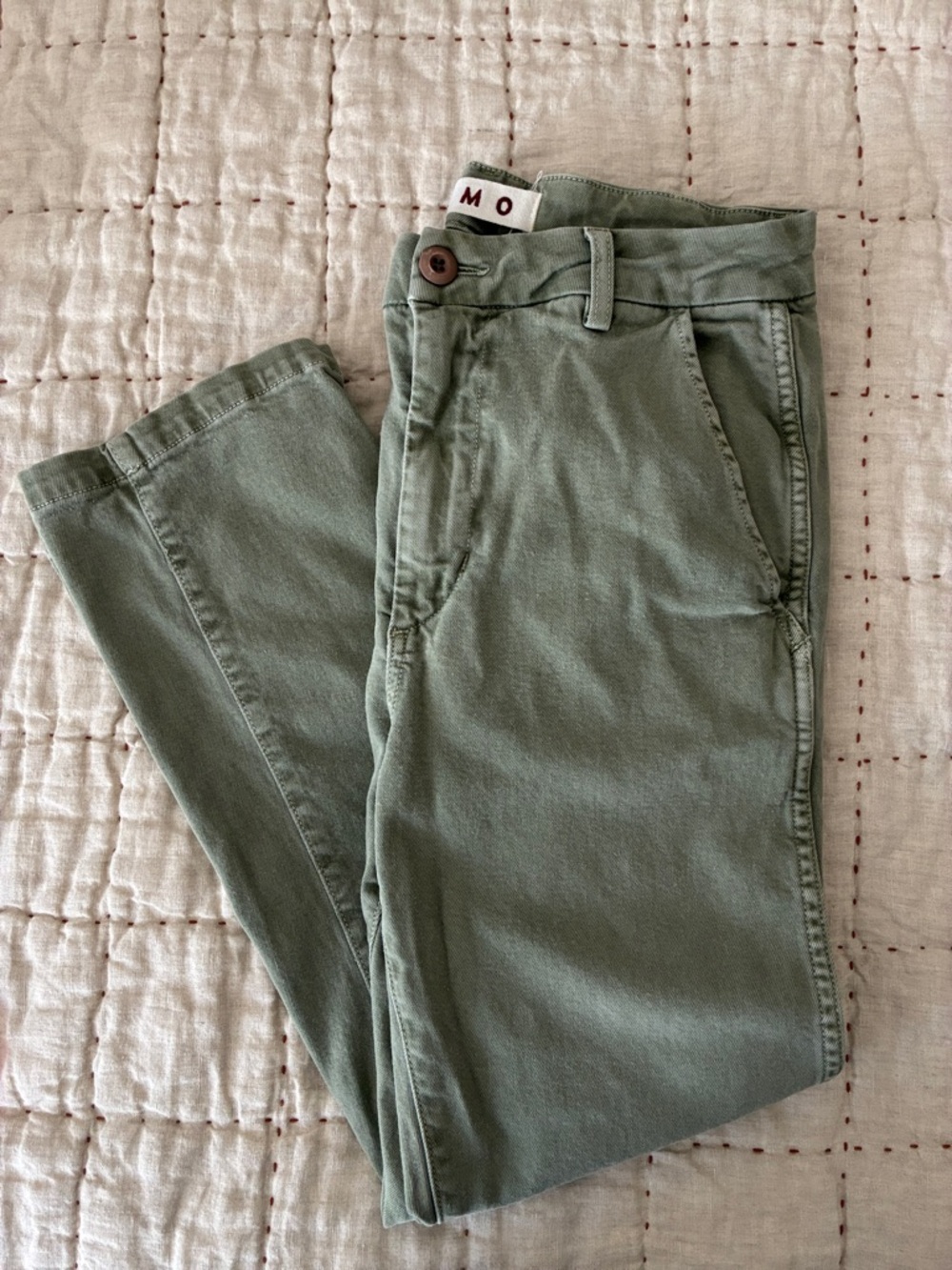 AMO Olive Green Ankle Crop Pants